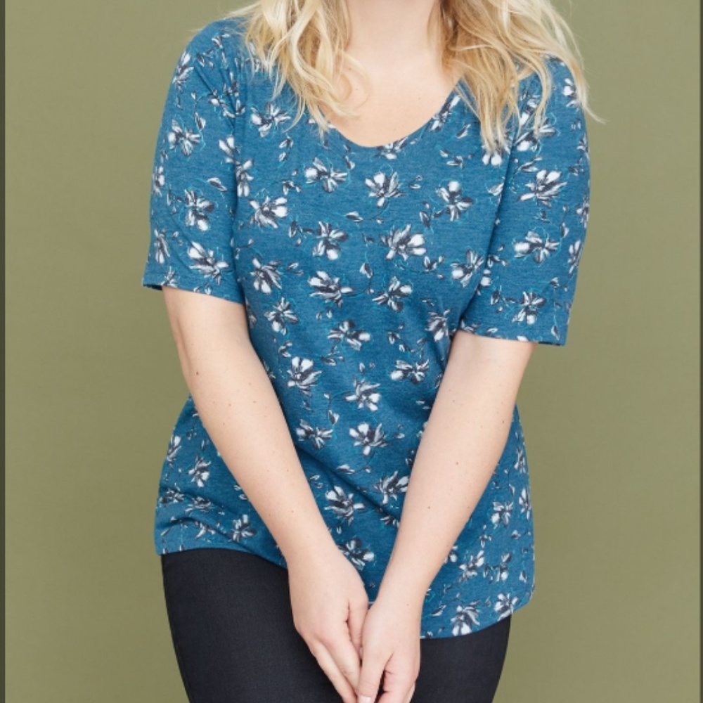 MODEST SLEEVE SCOOP NECK with Tiny Flowers